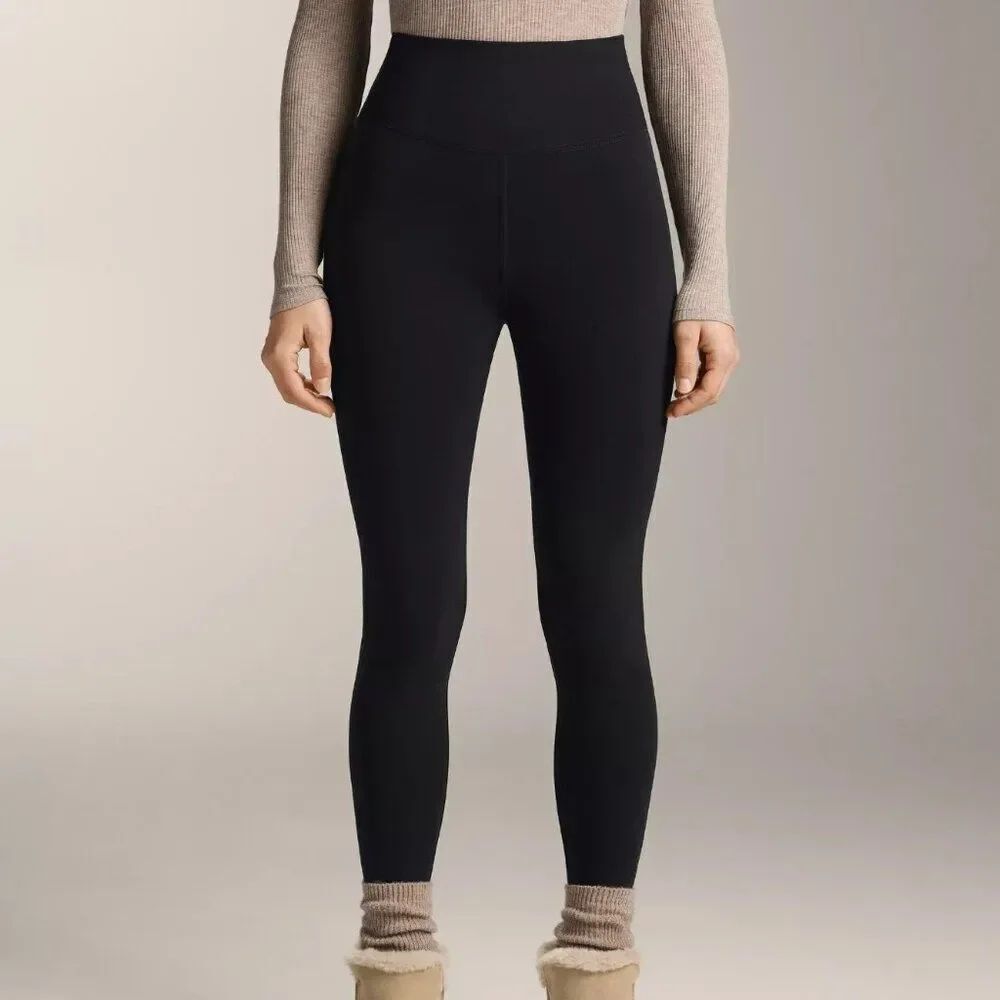 Oysho Women Leggings L Black High Rise Extra Warm 70cm Ankle Length 1860/398 NWT